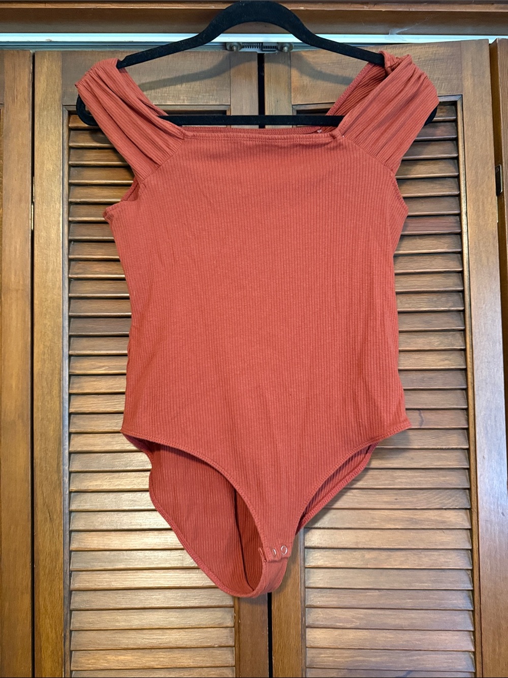 Maurices Ribbed Square-Neck Bodysuit - Rust